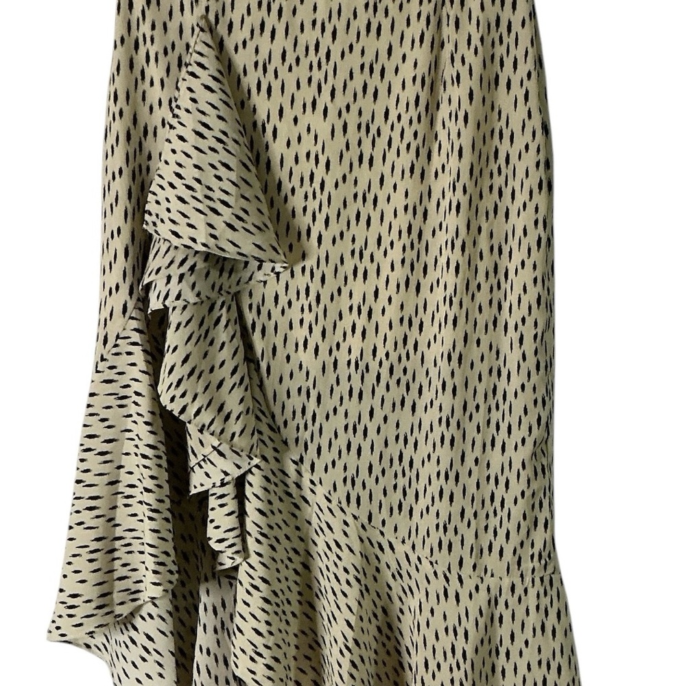 Nasty Gal Beige Midi Skirt with Black Dash Print & Ruffle Trim